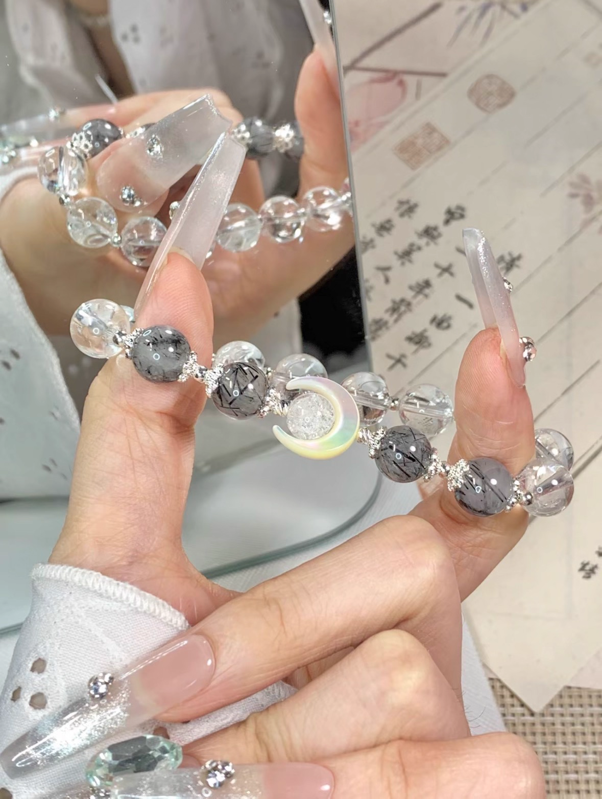 Linked Hearts · Obsidian & Clear Quartz Bracelets