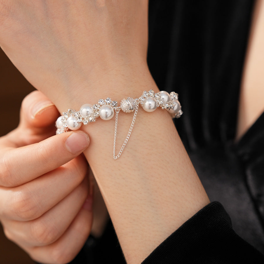 Radiant Crystal Pearl Wrap Bracelet
