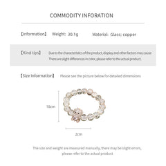 Clear crackle-glass beaded bracelet with pavé bear charm holding a heart — Glacial Heart Bear Bracelet.