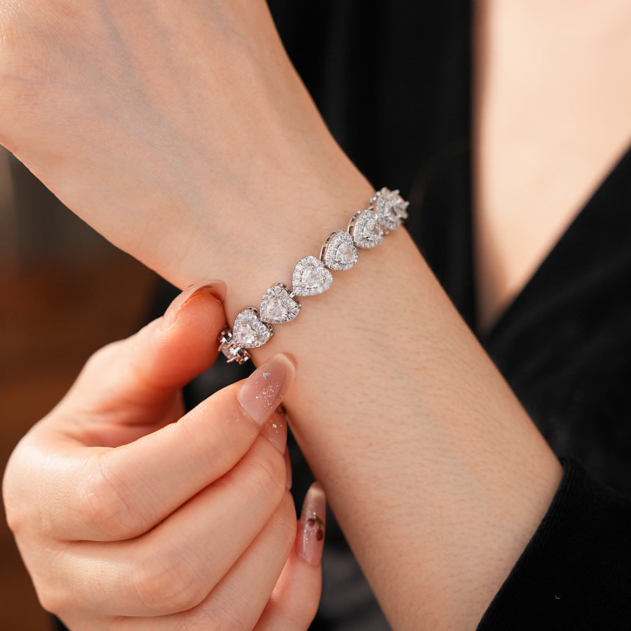 Lustrous Heart Charm Bracelet