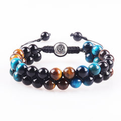 MagnetAura Duo · Tiger Eye & Agate Power Bracelet