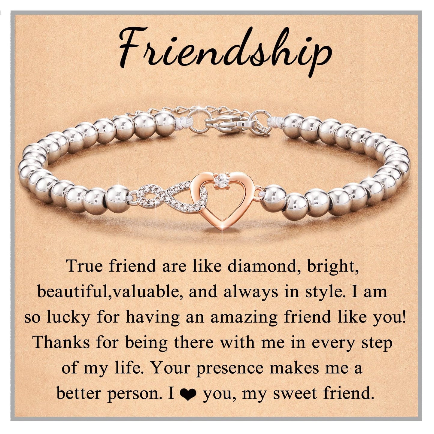 Bonded Hearts Message Card Bracelets