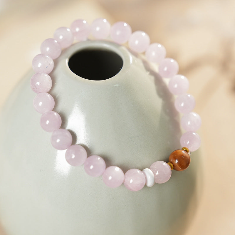 Natural purple lithium bead bracelet with central copper bead accent — Blush Tranquility Bracelet by Glazenya.