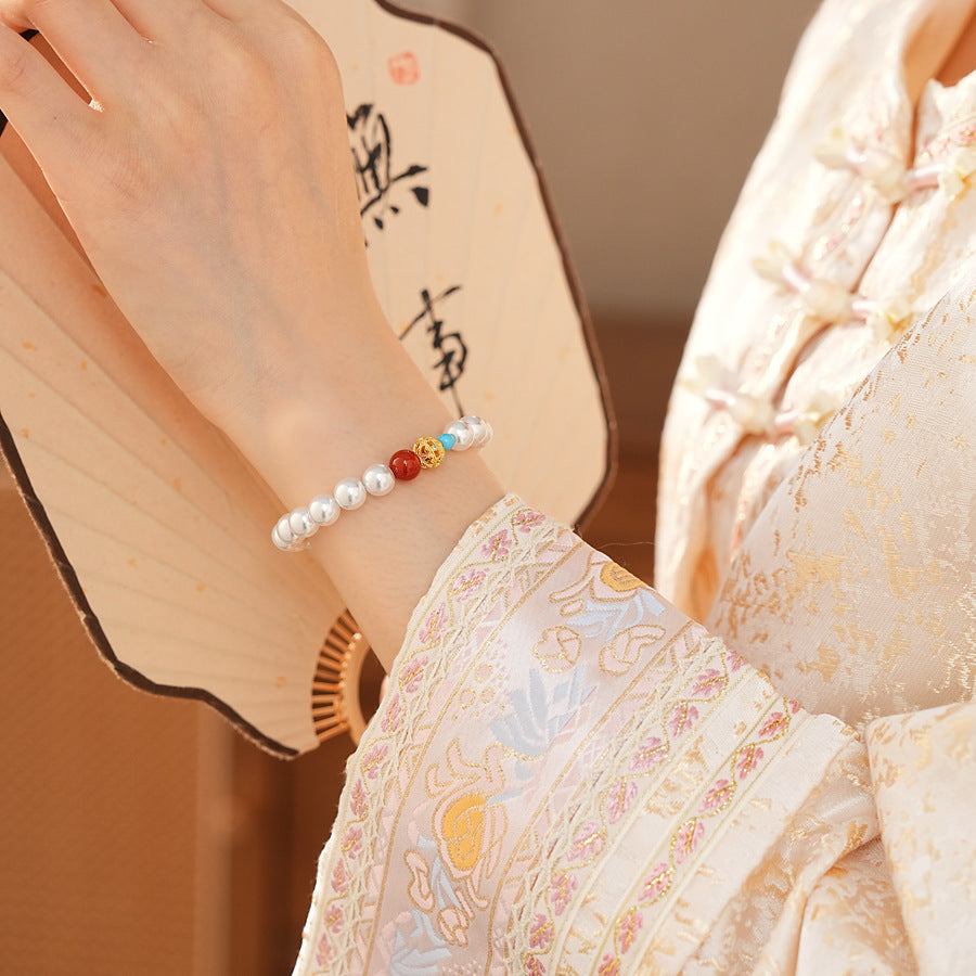 Trio Charm Pearl Bracelet