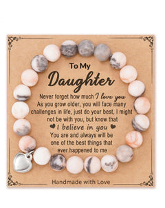 Heartfelt Encouragement · Pink Jasper Message Bracelets