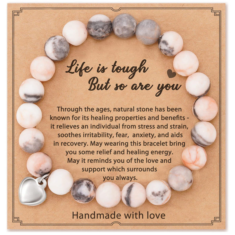Heartfelt Encouragement · Pink Jasper Message Bracelets