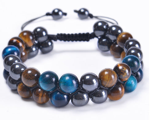 MagnetAura Duo · Tiger Eye & Agate Power Bracelet