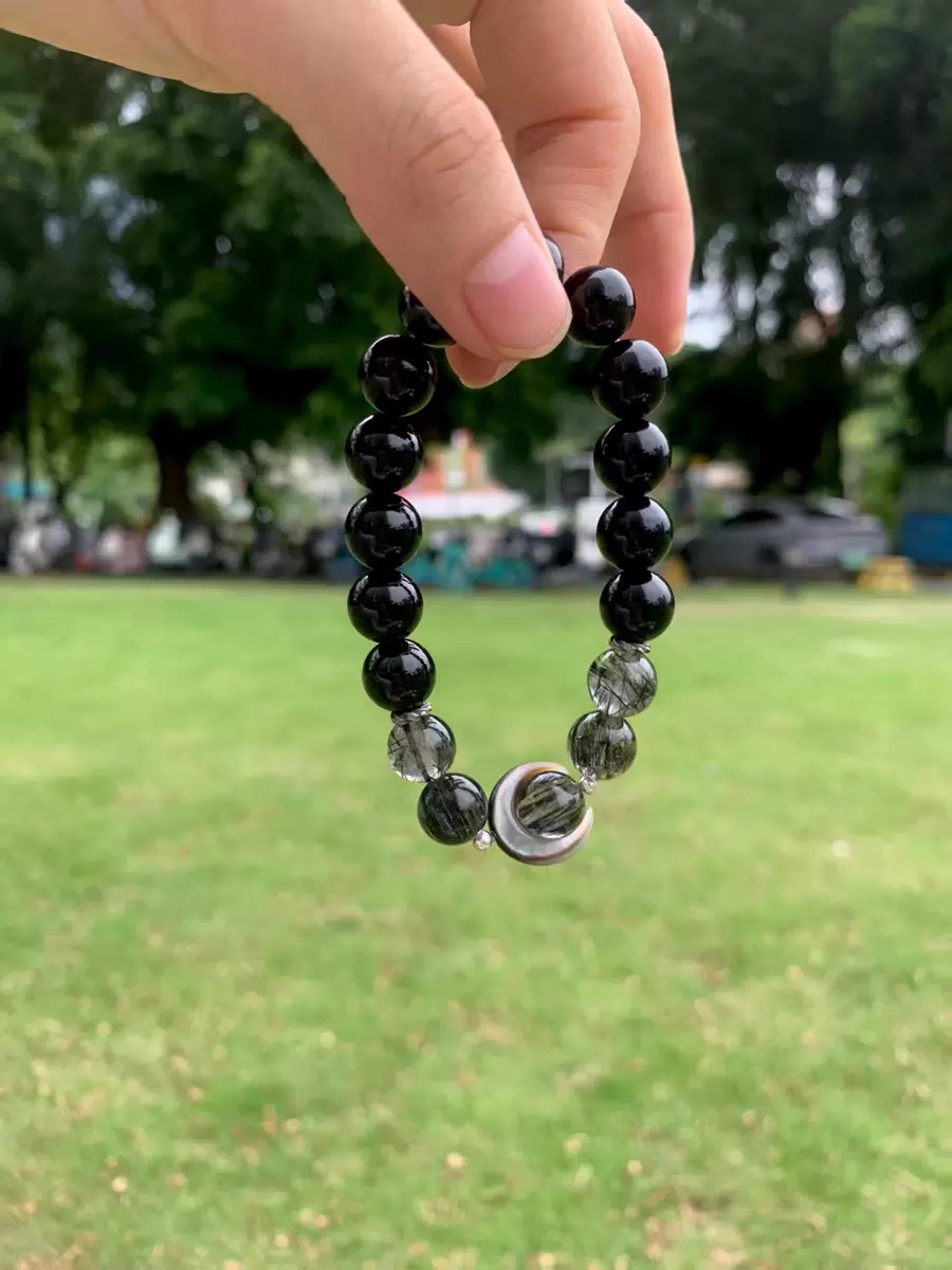 Linked Hearts · Obsidian & Clear Quartz Bracelets