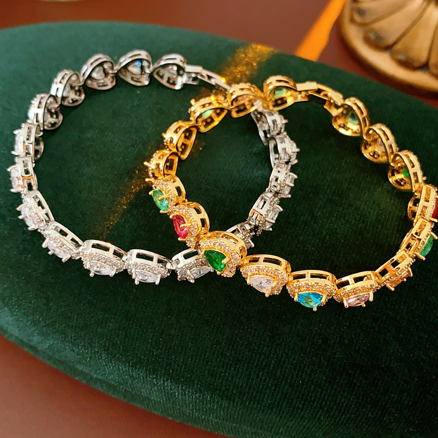 Lustrous Heart Charm Bracelet with sparkling zircon stones and heart charm in gold-tone – Glazenya jewelry