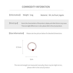 Blush Shijia pearl bracelet with a crimson agate centerpiece and pavé spacers — Crimson Kiss Pearl Bracelet by Glazenya.