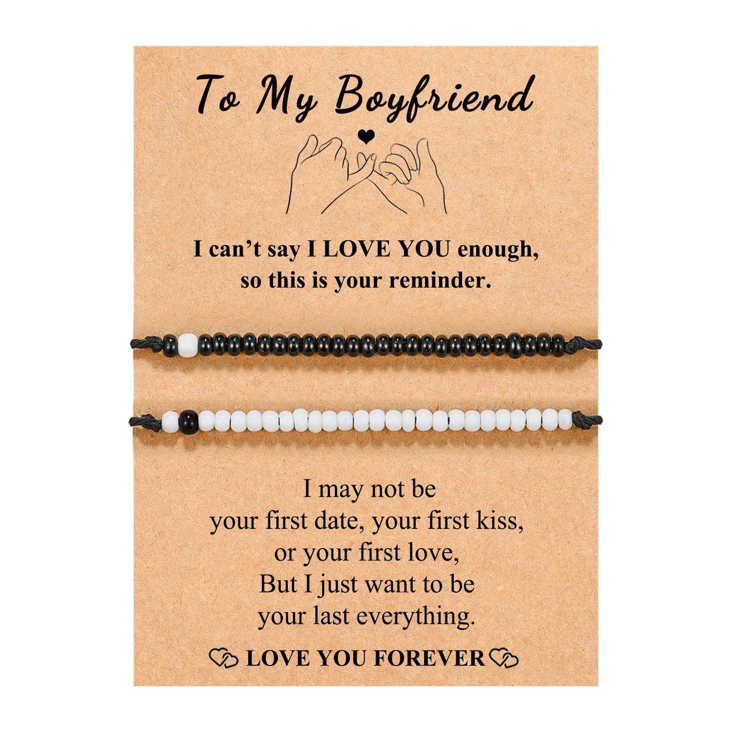 MorseBond Duo — Black & White Love Bracelets
