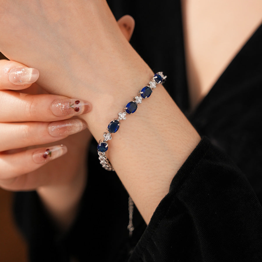 Radiant Gem Elegance Bracelet with oval and round zircon stones in red variant – Glazenya jewelry