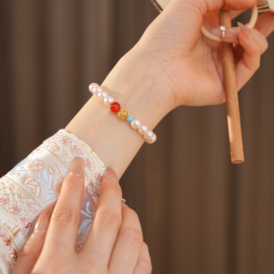 Trio Charm Pearl Bracelet