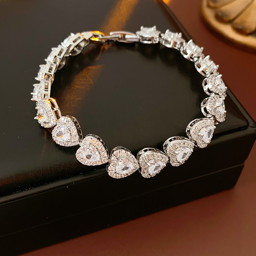 Lustrous Heart Charm Bracelet with sparkling zircon stones and heart charm in gold-tone – Glazenya jewelry
