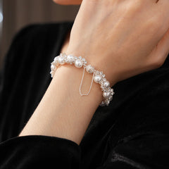 Radiant Crystal Pearl Wrap Bracelet