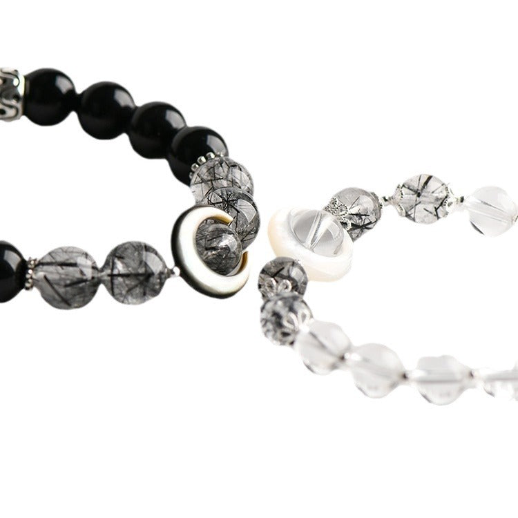 Linked Hearts · Obsidian & Clear Quartz Bracelets