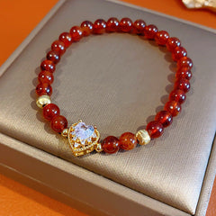 Orange garnet bracelet with zircon heart accent — Ember Heart Garnet Bracelet by Glazenya.