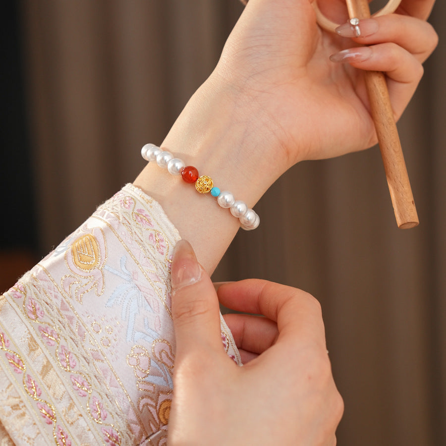 Trio Charm Pearl Bracelet