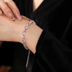 Radiant Gem Elegance Bracelet with oval and round zircon stones in red variant – Glazenya jewelry