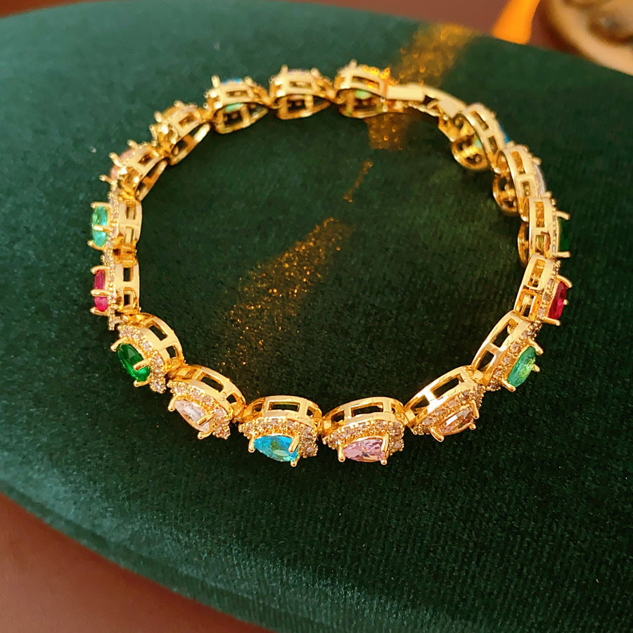 Lustrous Heart Charm Bracelet with sparkling zircon stones and heart charm in gold-tone – Glazenya jewelry