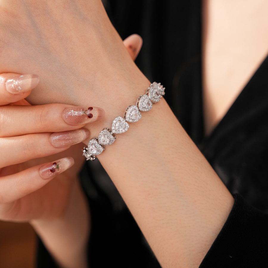 Lustrous Heart Charm Bracelet with sparkling zircon stones and heart charm in gold-tone – Glazenya jewelry