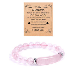 Forever Grandma · Natural Stone Love Bar Bracelet