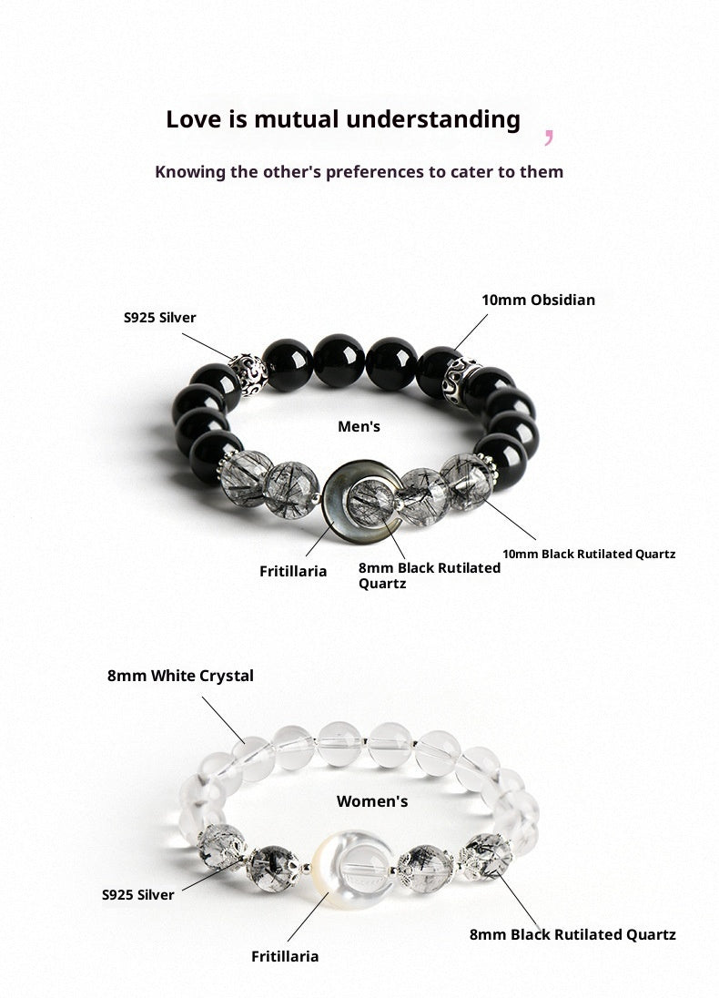 Linked Hearts · Obsidian & Clear Quartz Bracelets