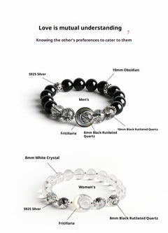 Linked Hearts · Obsidian & Clear Quartz Bracelets