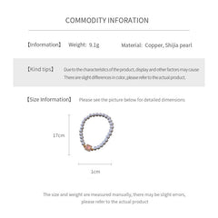 Blush Square Pearl Bracelet, a bracelet featuring lustrous pearls and a pale pink square zircon pendant.