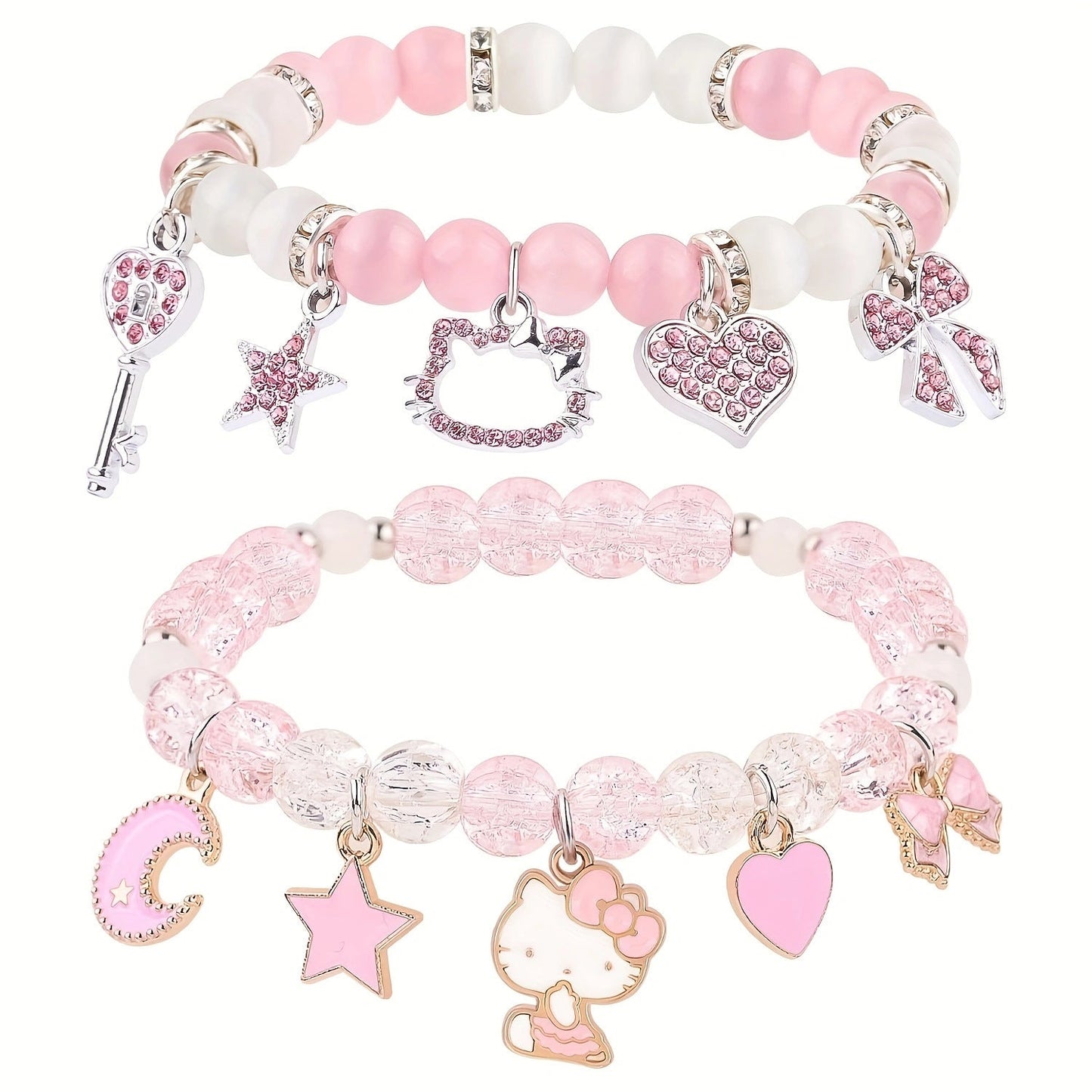 Blush Kitty Sparkle Charm Bracelets