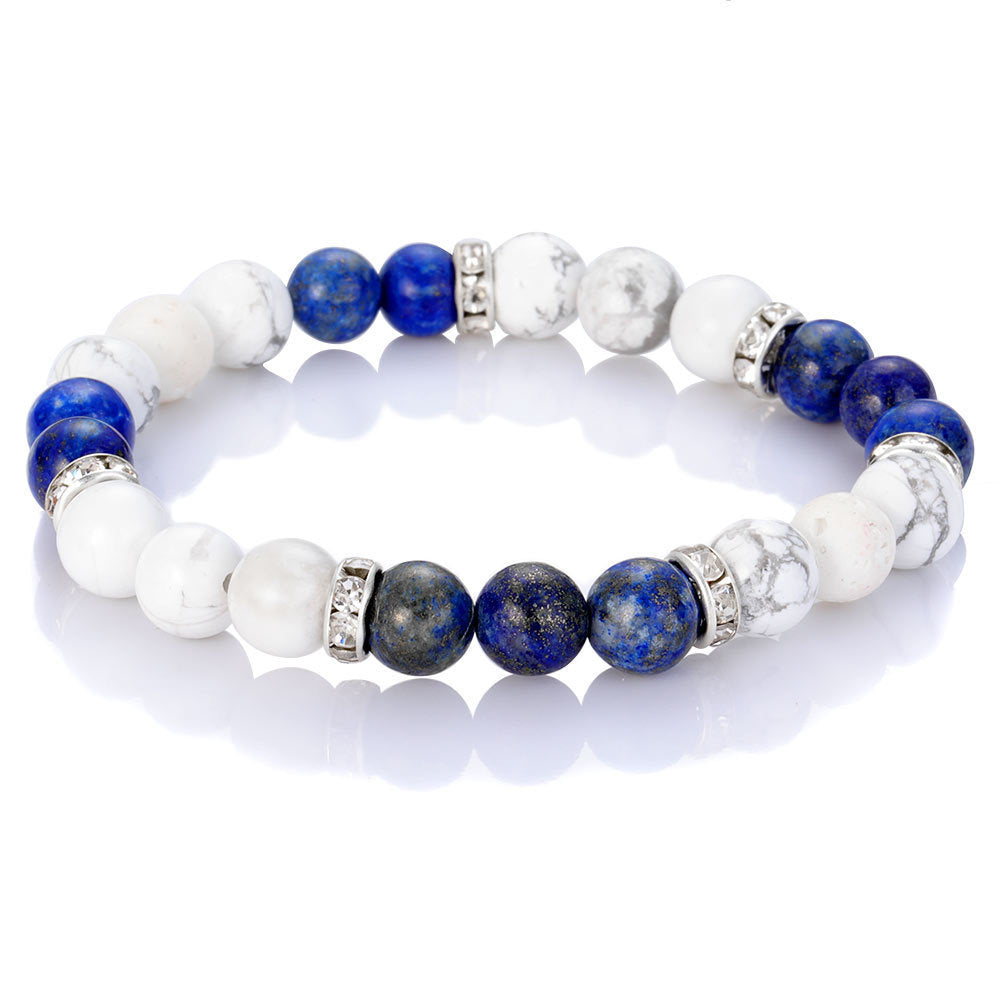 Celestial Halo · Lapis & Gemstone Beaded Bracelet (8mm)