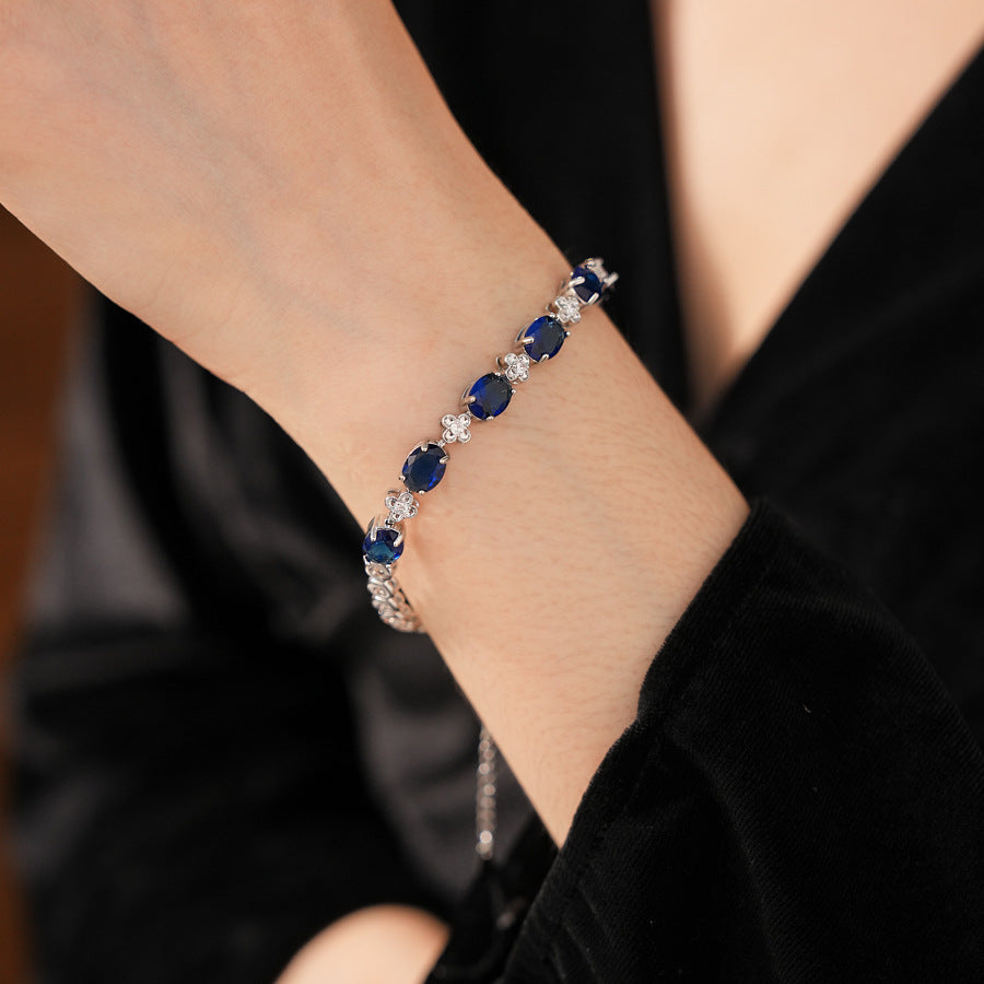 Radiant Gem Elegance Bracelet with oval and round zircon stones in red variant – Glazenya jewelry