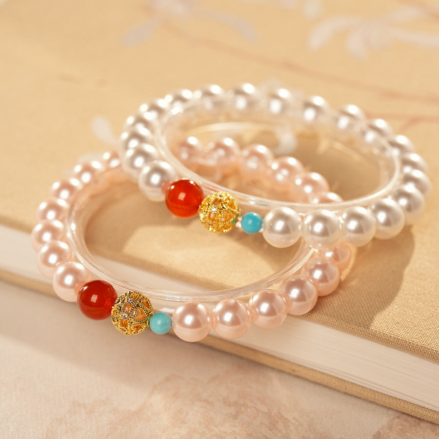 Trio Charm Pearl Bracelet
