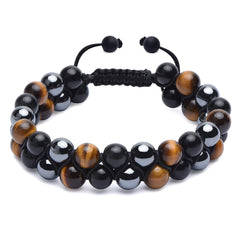 MagnetAura Duo · Tiger Eye & Agate Power Bracelet