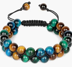 MagnetAura Duo · Tiger Eye & Agate Power Bracelet