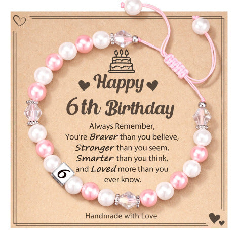 Milestone Birthday Bracelet for Girls (1st–8th)