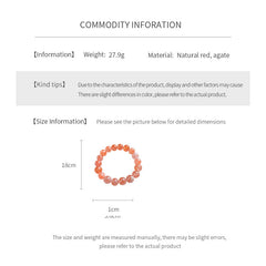 Peach-toned natural red agate beaded bangle with glossy round stones — Peach Glow Agate Bangle.