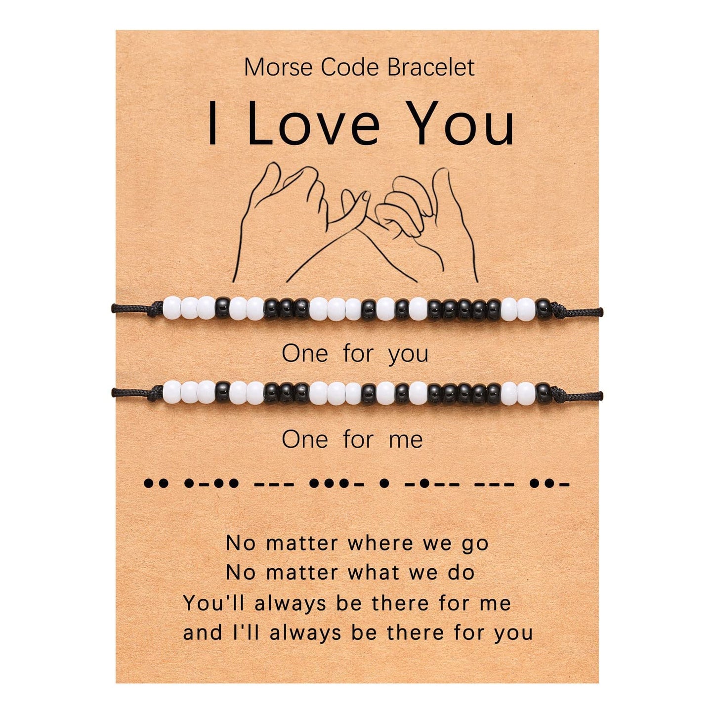 MorseBond Duo — Black & White Love Bracelets