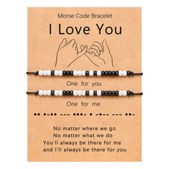 MorseBond Duo — Black & White Love Bracelets