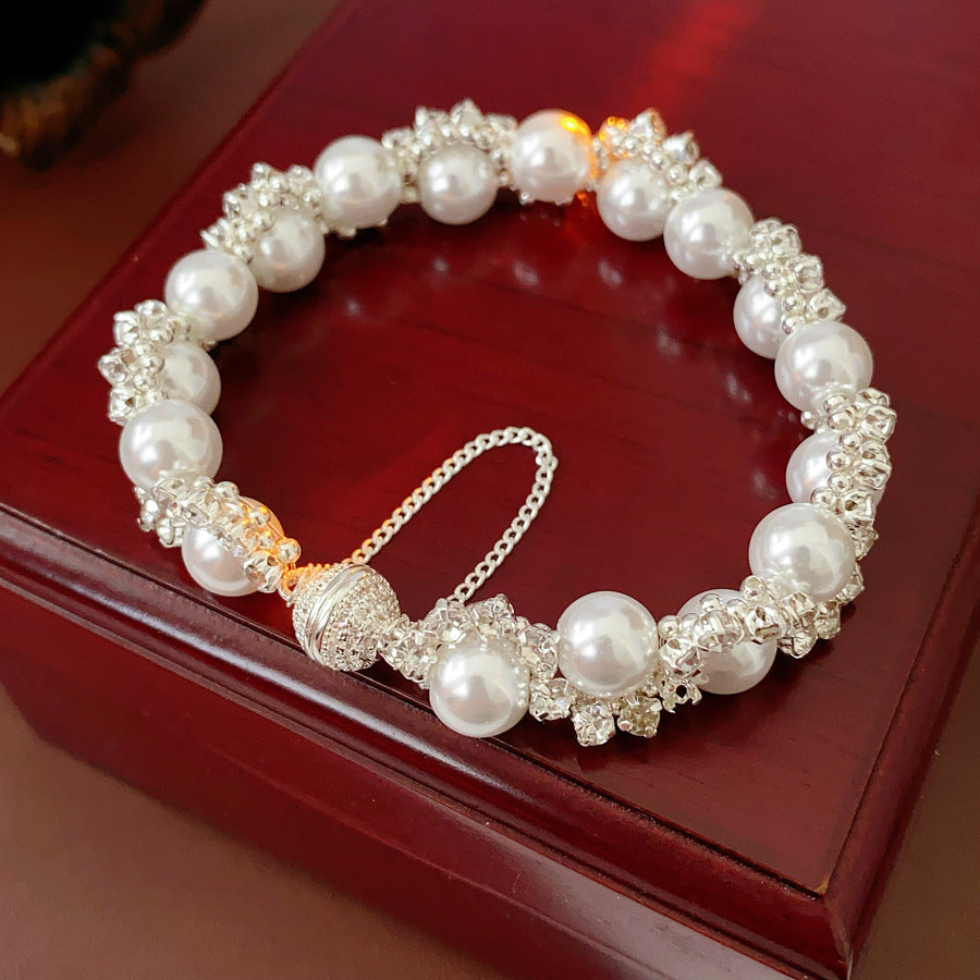 Radiant Crystal Pearl Wrap Bracelet