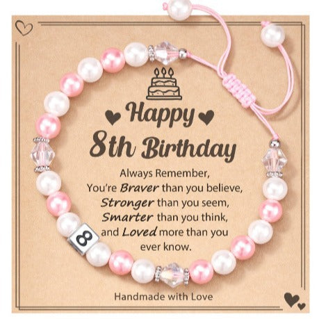Milestone Birthday Bracelet for Girls (1st–8th)