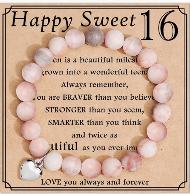 Heartfelt Encouragement · Pink Jasper Message Bracelets