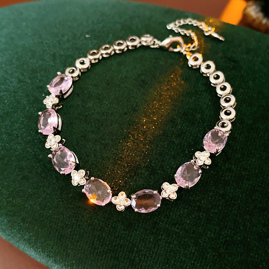 Radiant Gem Elegance Bracelet with oval and round zircon stones in red variant – Glazenya jewelry