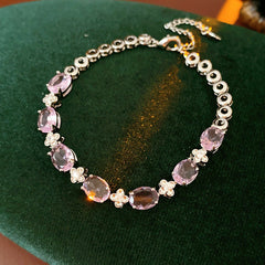 Radiant Gem Elegance Bracelet with oval and round zircon stones in red variant – Glazenya jewelry