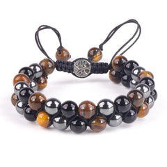 MagnetAura Duo · Tiger Eye & Agate Power Bracelet