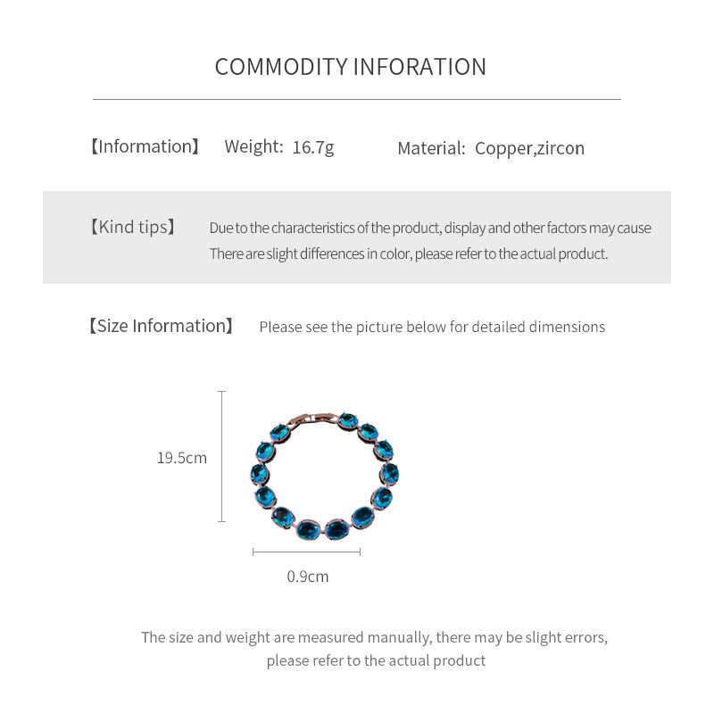 Silver-tone tennis bracelet with oval blue zircon stones — Azure Oval Zircon Tennis Bracelet.