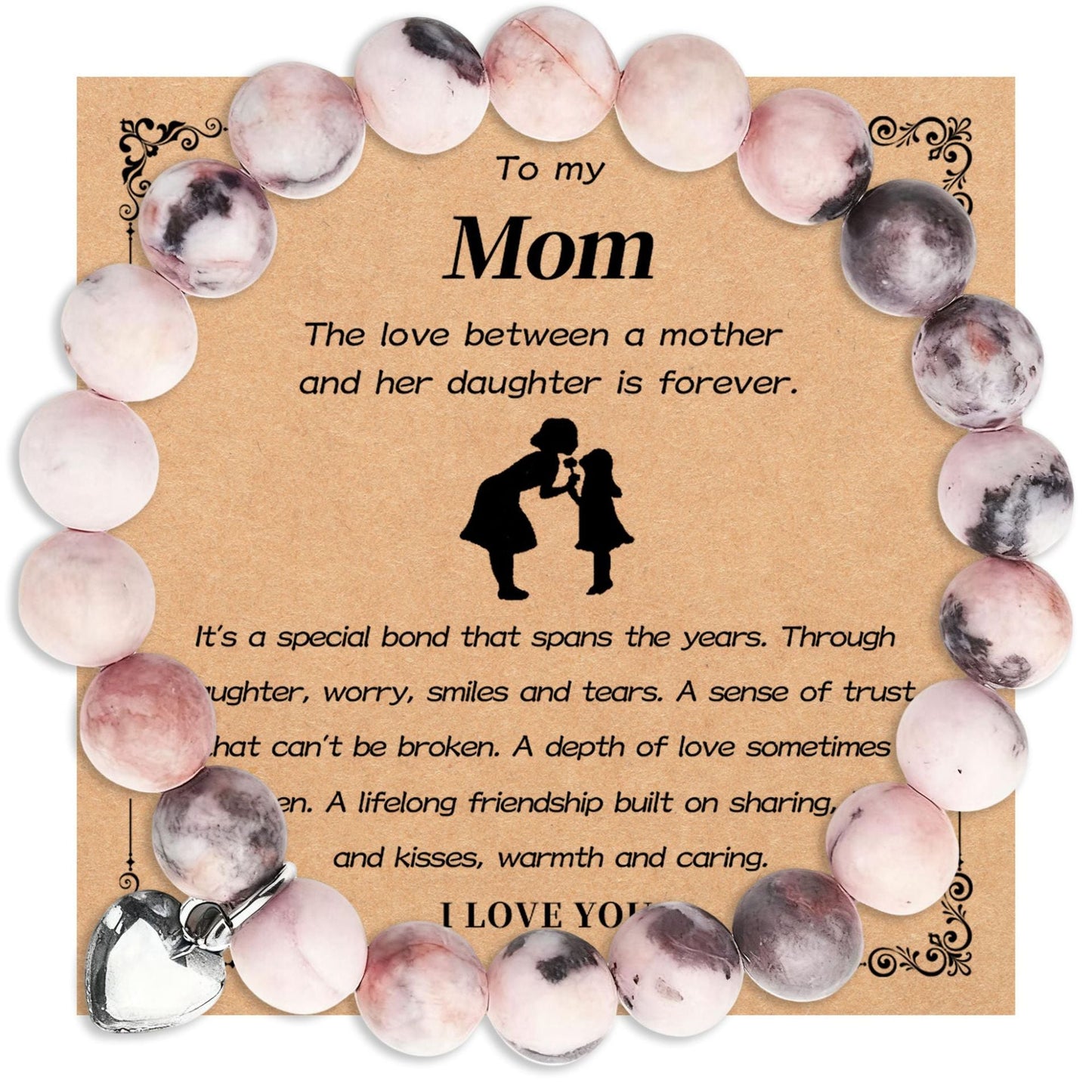 Heartfelt Encouragement · Pink Jasper Message Bracelets