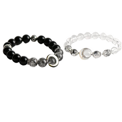 Linked Hearts · Obsidian & Clear Quartz Bracelets