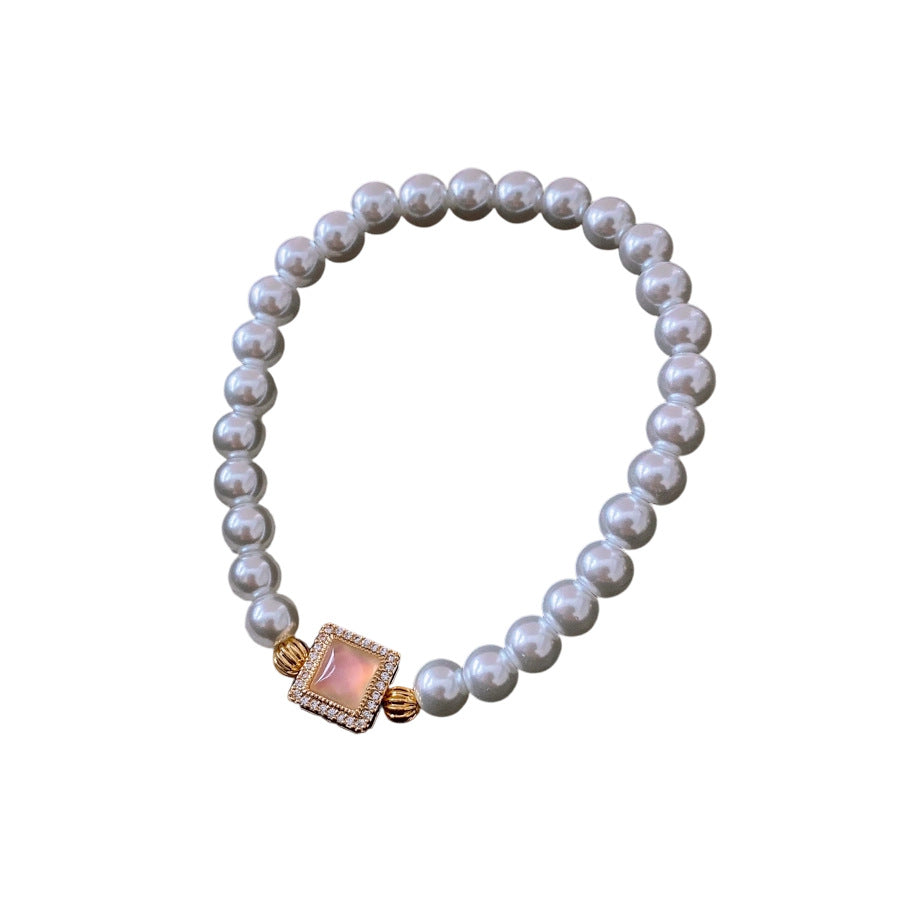 blush square pearl bracelet