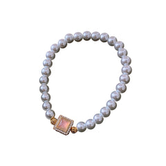 blush square pearl bracelet